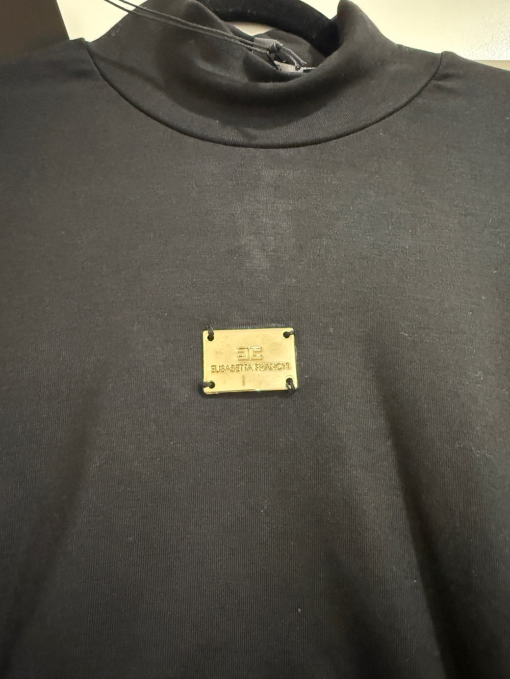 Black Long-Sleeve Cutout Mock Neck Top with Gold Hardware - Picture 3 of 9